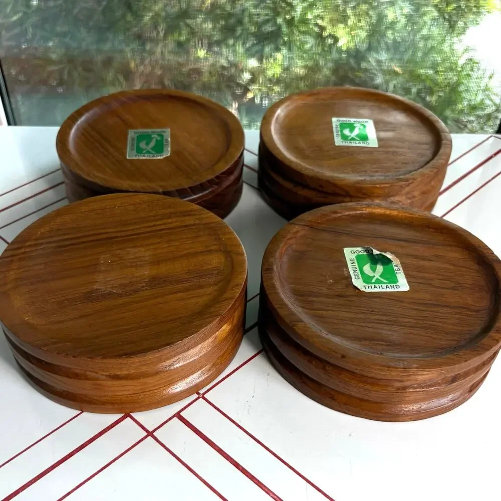 Set of 4 Vintage Thailand Teak Wood Bowls by Good Wood